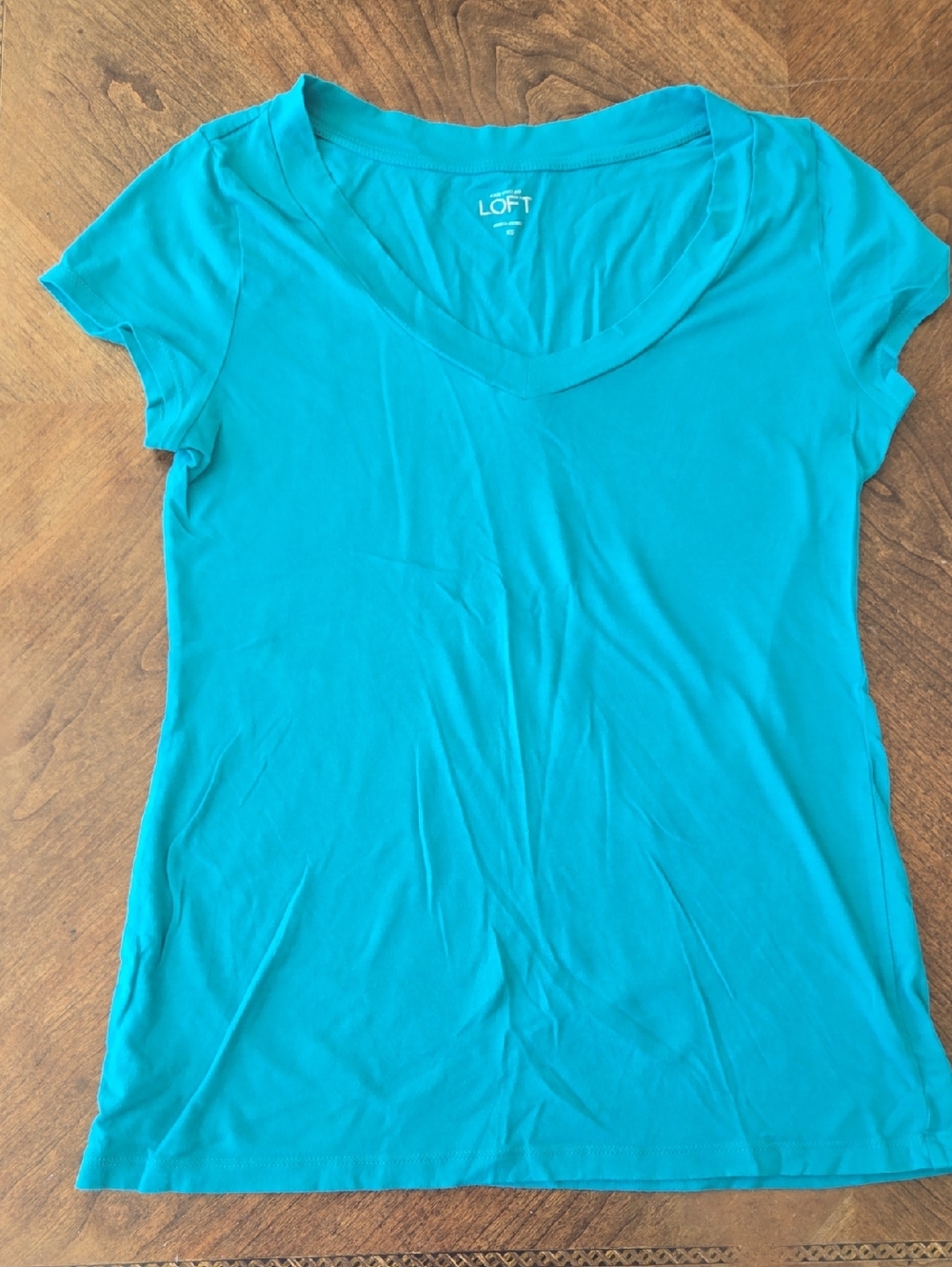 LOFT Teal Short Sleeve V-Neck Tee
